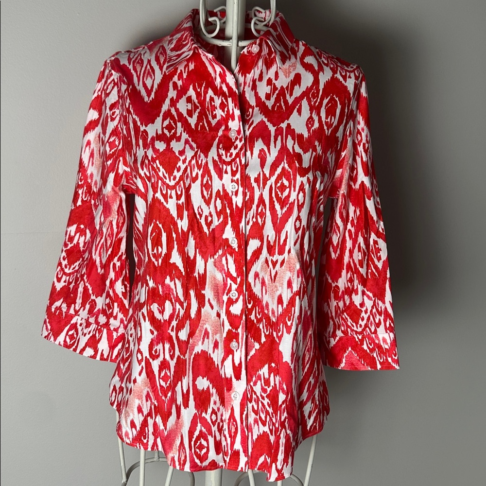 Chico's Vibrant Red and White Blouse